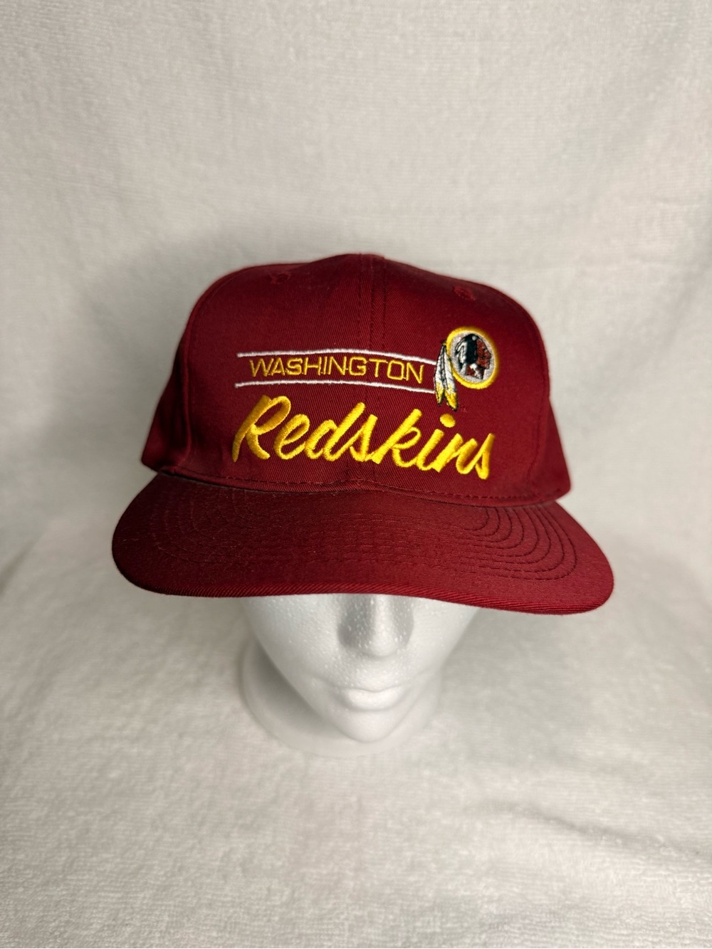 Washington Redskins Embroidered Script Logo Burgundy Snapback Hat